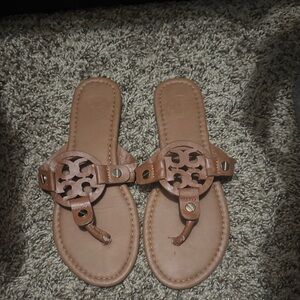 Brown Leather Sandals with Cutout Design